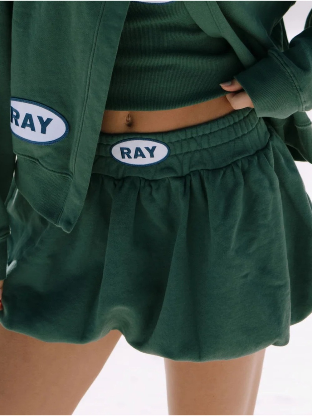 Ray Women's Forest Green Elastic-Waist Mini Skirt